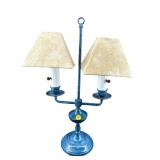 VINTAGE BLUE DOUBLE SOCKET METAL TABLE LAMP