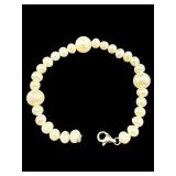 DESIGNER BELLEZZA ITALY STERLING PEARL BRACELET;