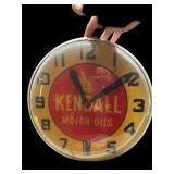 KENDALL MOTOR OILS LOLLIPOP GLASS CLOCK;