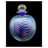 ROBERT EICKHOLT 1984 HAND BLOWN BLUE IRIDESCENT