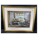 CHARLES JAMES LEWIS READING BY THE WINDOW;