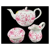 3 PCS MEISSEN PINK INDIAN PORCELAIN TEA SET