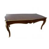 FRENCH BRONZE ADORNED BURLED TOP COFFEE TABLE