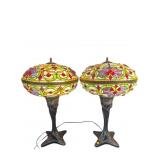 RARE TIFFANY STYLE BARQUARE DOMED TABLE LAMPS