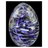 SIGNED A/M AMETHYST SWIRL EGG ART GLASS