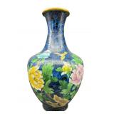15.5 IN BLUE CLOISONNE VASE