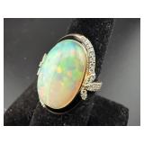 14K OPAL & DIAMOND RING