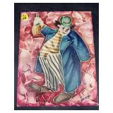 VINTAGE VASSINI CLOWN PAINTING ON CANVAS