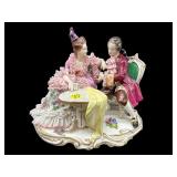 LARGE DRESDEN LACE PORCELAIN COURTSHIP FIGURE