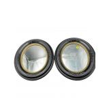 2 ORNATE BLACK OVAL MIRRORS