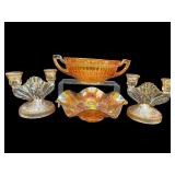 4 PC LOT OF MARIGOLD CARNIVAL GLASS