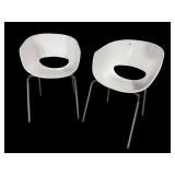 2 CHROME AND PLASTIC MODERN DESIGN ITALIAN CHAIRS