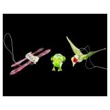 3 PC LOT SMALL ART GLASS ANIMAL CHRISTMAS