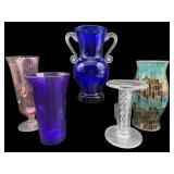 5 PC LOT OF VARIOUS ART GLASS PC