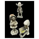 3 PC LOT SIGNED WALLI HEAVY PEWTER FIGURINES