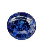 COBALT CONTROLLED BUBBLE ART GLASS PAPERWEIGHT