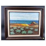 SIGNED NANNY 1986 OIL ON CANVAS ARTICHOKE FIELDS