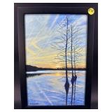 OIL ON CANVAS SUNSET AT STUMPY LAKE, VA IN FRAME