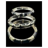 LOT OF 3 SEQUIN RHINESTONE ENAMEL CLAMPER