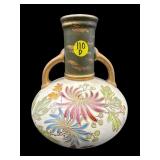 IMPRESS WARE POTTERY 2 HANDLED FLORAL VASE