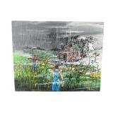 STORMY NIGHT IN THE BAYOU SIGNED ACRYLIC ON CANVAS