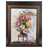 MORRIS KATZ 1994 FLORAL STILL LIFE OIL ON BOARD