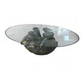 LANE BLACKBEAR GLASS TOP COFFEE TABLE