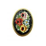 MICRO-MOSAIC FLORAL BROOCH PIN
