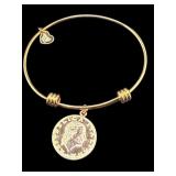 DESIGNER BRONZO ITALY 200 LIRE COIN BRACELET;