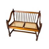 MAHOGANY CANE BOTTOM BENCH