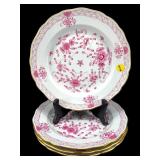 SET OF 4 MEISSEN PINK INDIAN PORCELAIN DINNER