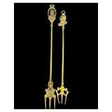 LOT OF 2 ORNATE ENGLISH BRASS DECORATIVE ROASTING