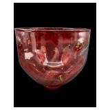 SIGNED R.FOSTER 1995 RED ART GLASS FOOTED BOWL