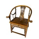 HIGH QUALITY CARVED ORIENTAL BARREL BACK CHAIR