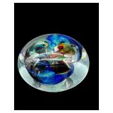 SIGNED SOHI ART GLASS MULTI-COLOR PAPERWEIGHT