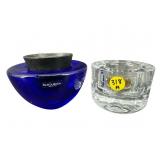 2 PC LOT KOSTA BODA & ROSENTHAL CRYSTAL FLOWER