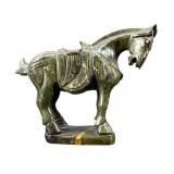 STONE CARVED ORIENTAL HORSE ON BASE