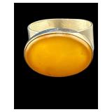 DESIGNER JAY KING STERLING & AMBER RING;