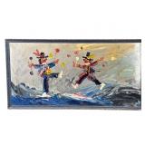 MORRIS KATZ 1994 TEXTURED CLOWN OIL ON BOARD