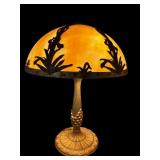 ART NOUVEAU STYLE SLAG GLASS TABLE LAMP