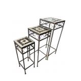OUTDOOR IRON TILE TOP STACKING TABLES