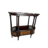 BURL BANDED CANED CONSOLE TABLE