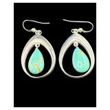 DESIGNER JAY KING STERLING TURQUOISE EARRINGS;