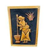 MCM TEAK WOOD CARVED FIGURAL WALL HANGING