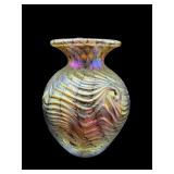 JOHN GILVEY 2000 IRIDESCENT ART GLASS BUD VASE