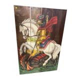 CHINESE WARRIOR PAINTING ON ANTIQUE DOOR