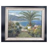 ITALIAN ARTIST SIGNED AMALFI COAST VIEW OIL ON