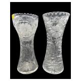 PR LARGE CUT CRYSTAL AND ETCHED FLOWER VASES