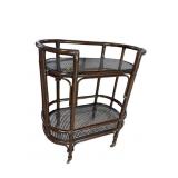 BAMBOO CANED GLASS TOP TEACART