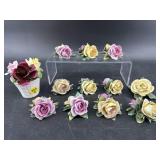 12 PC LOT PORCELAIN FLOWERS